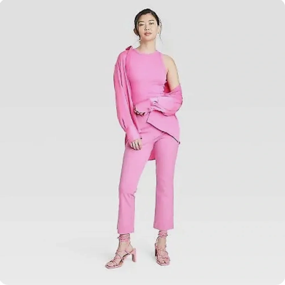 A New Day High-Rise Slim Fit Kick Flare Pull-On Pants Cropped Spring Pink Size 4